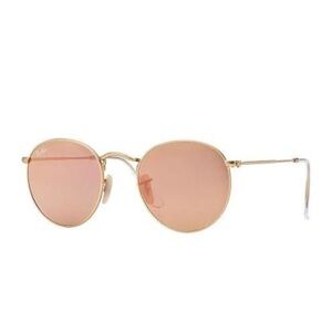 Ray-Ban Rose Gold Round Metal Frame Sunglasses - Pink Lenses
